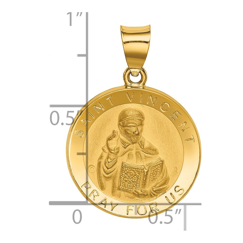 14K Polished / Satin St. Vincent Hollow Medal Pendant