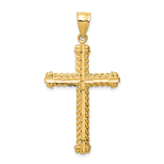 14K Diamond-cut Cross Pendant