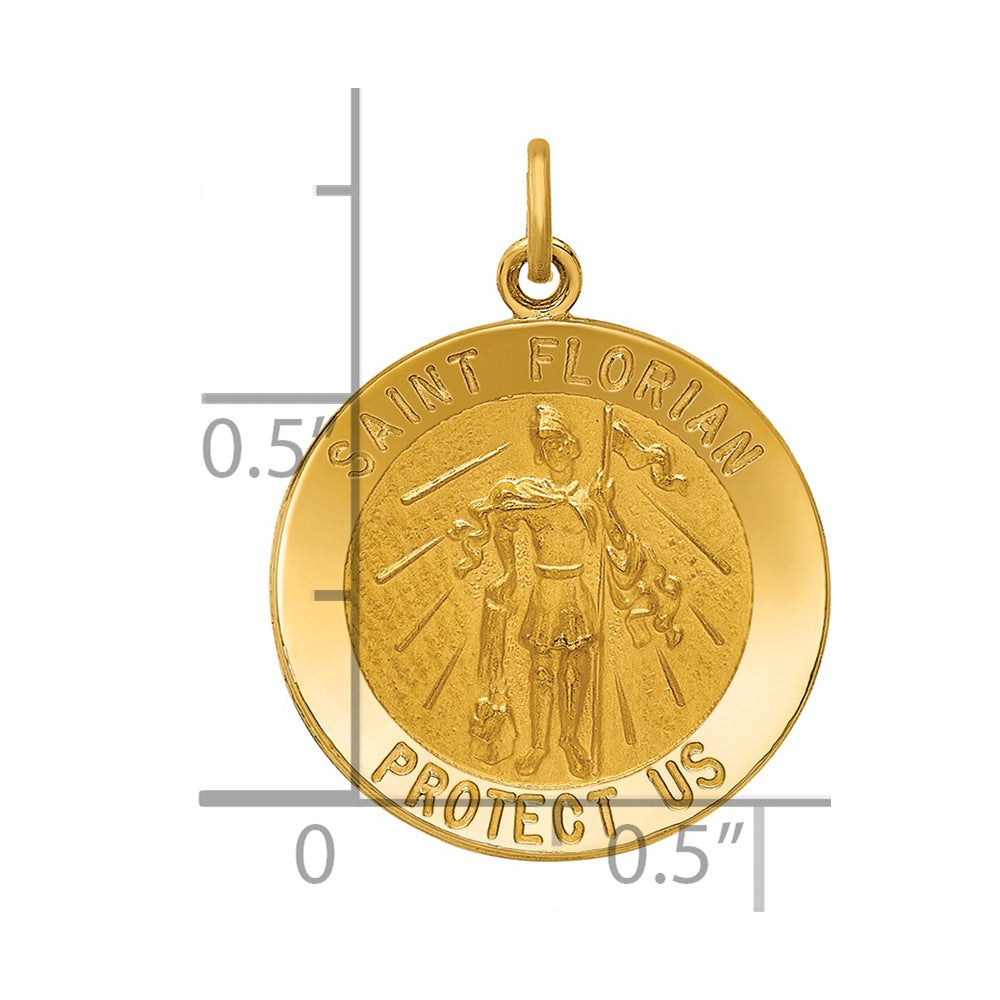 14k Solid Polished/Satin Medium St. Florian Medal