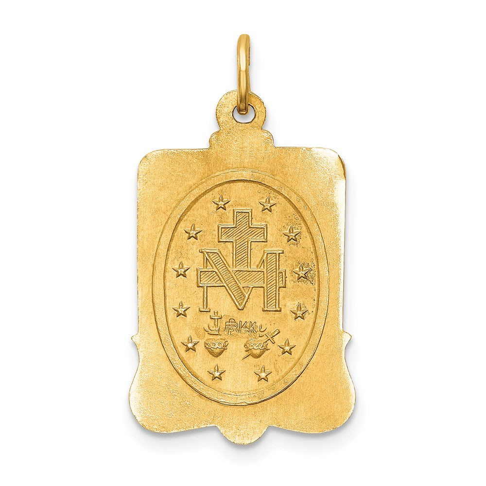 14k Solid Polished/Satin Large Rectangle Framed Virgin Mary Medal