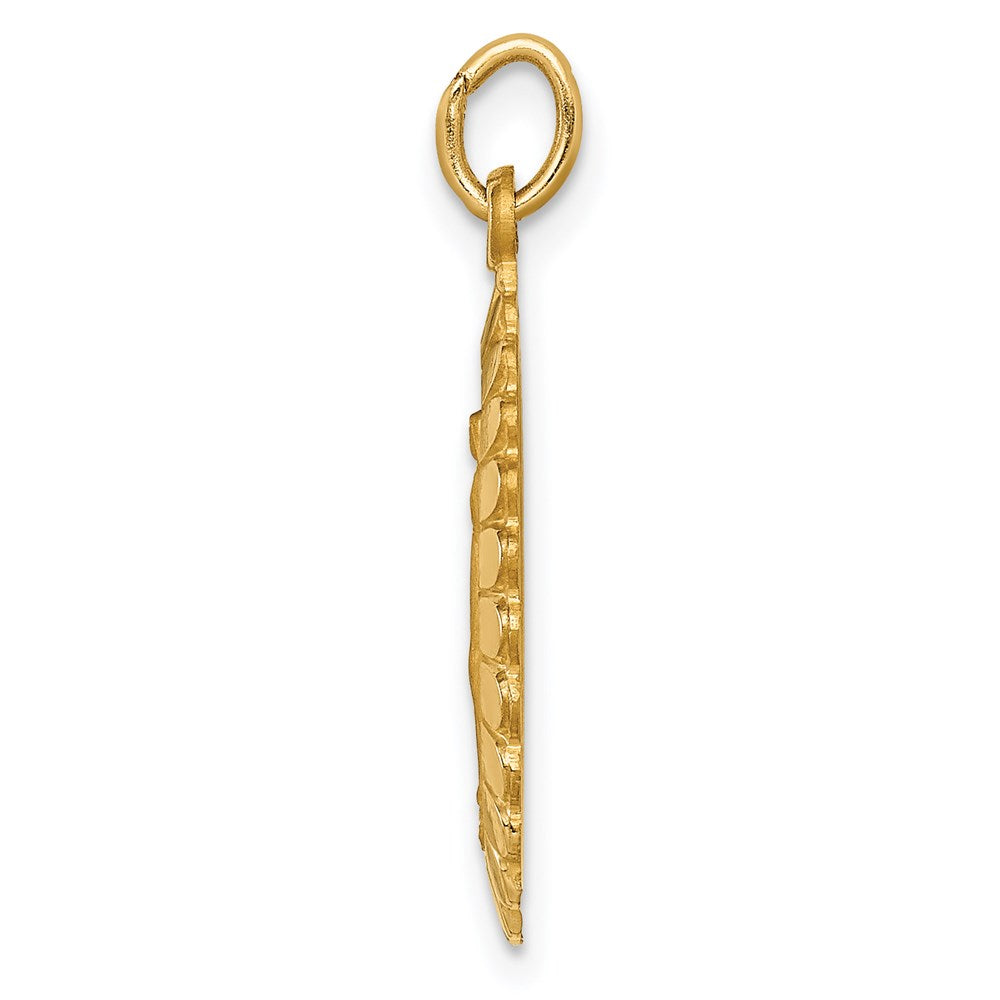 14k Solid Polished/Satin Medium Oval Scalloped Virgin Mary Medal