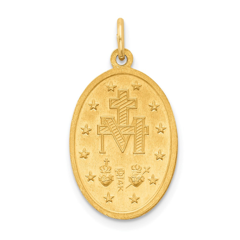 14k Solid Polished/Satin Oval Virgin Mary Medal