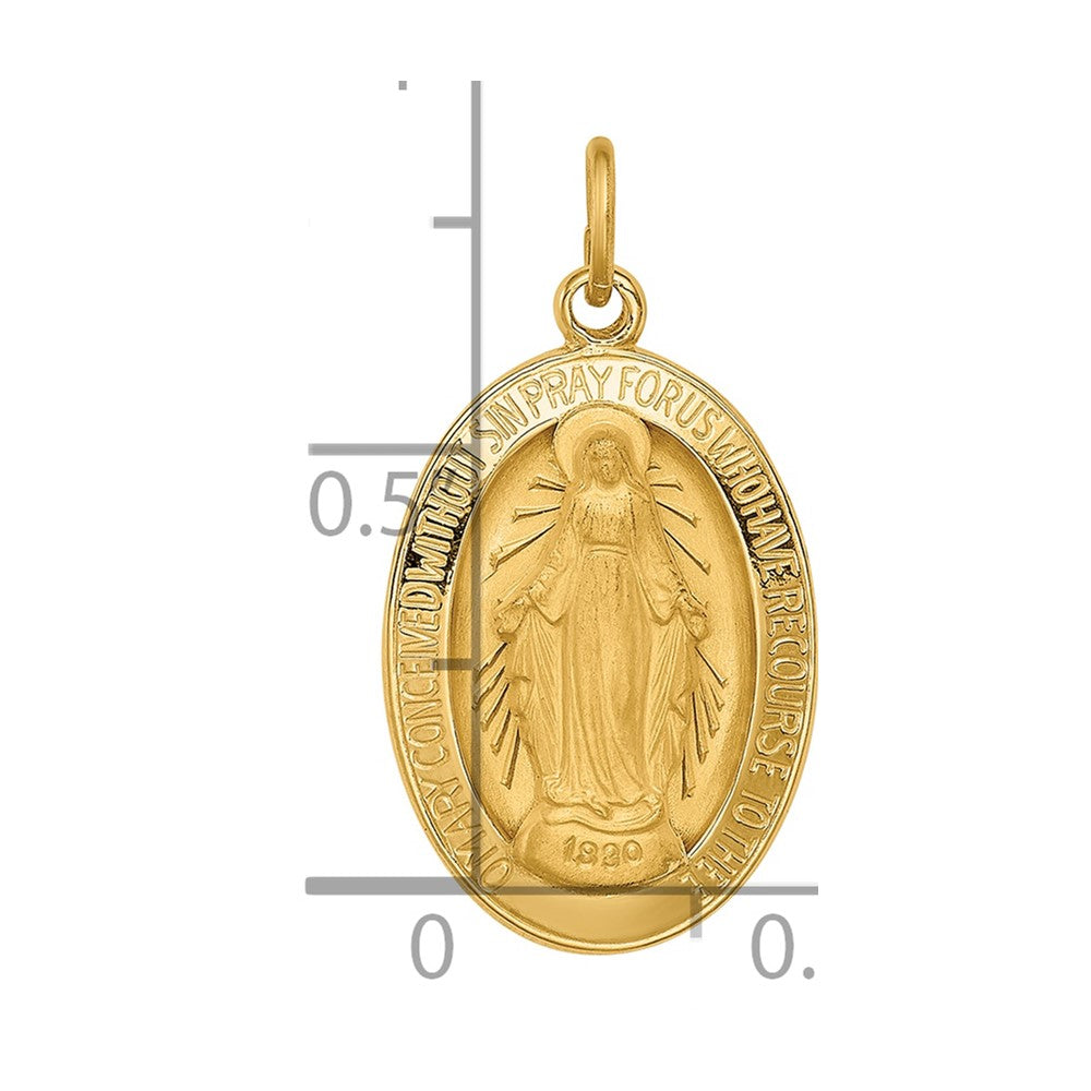 14k Solid Polished/Satin Oval Virgin Mary Medal