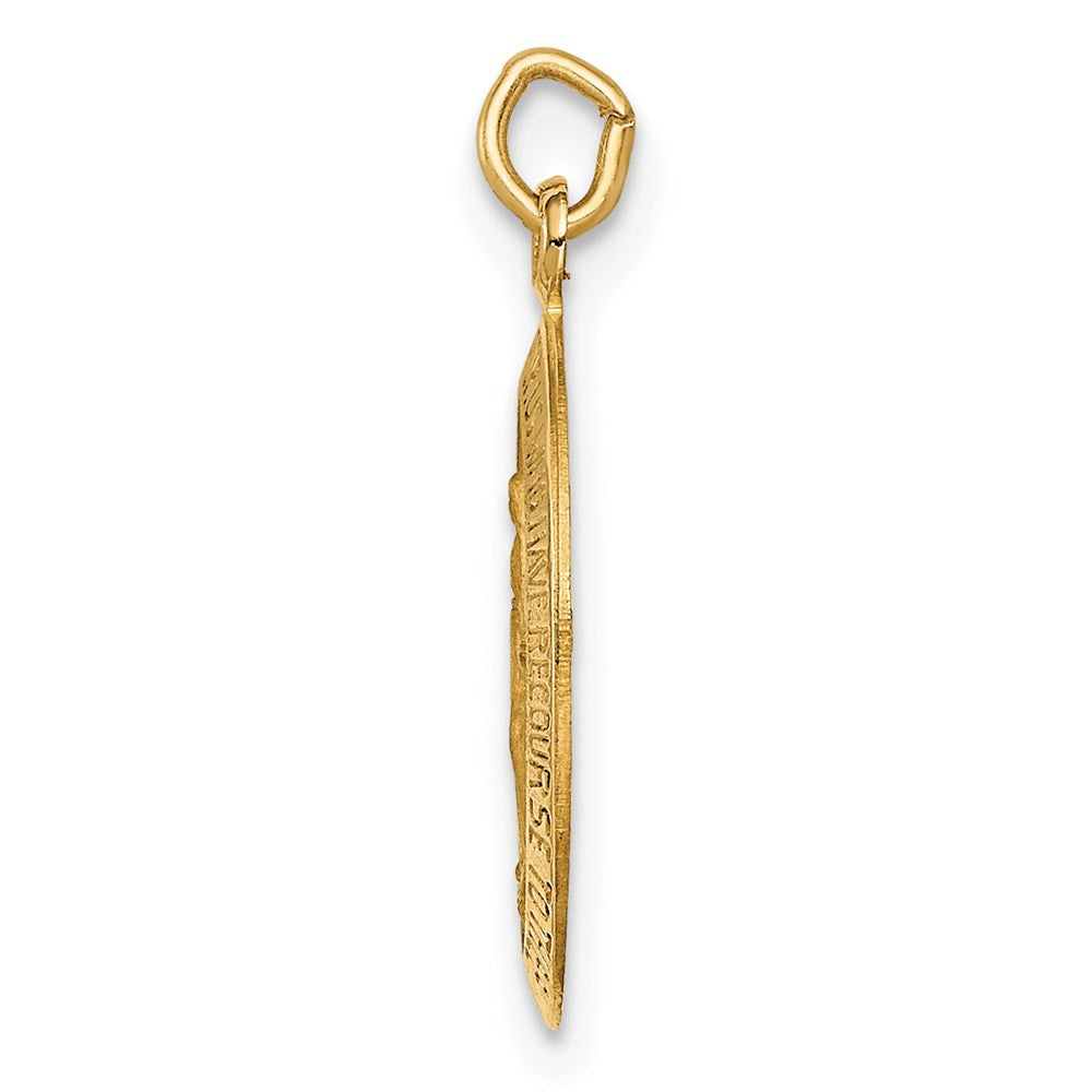 14k Solid Polished/Satin Small Oval Virgin Mary Medal