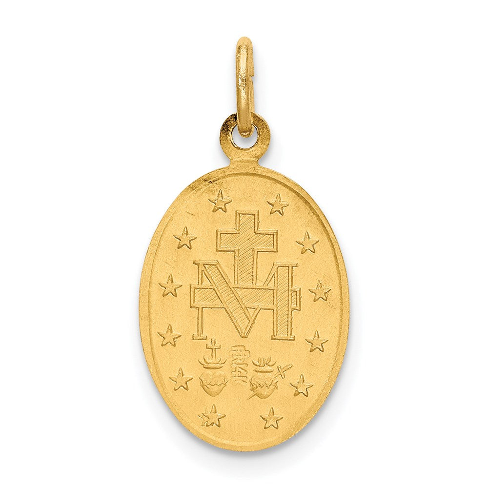 14k Solid Polished/Satin Small Oval Virgin Mary Medal