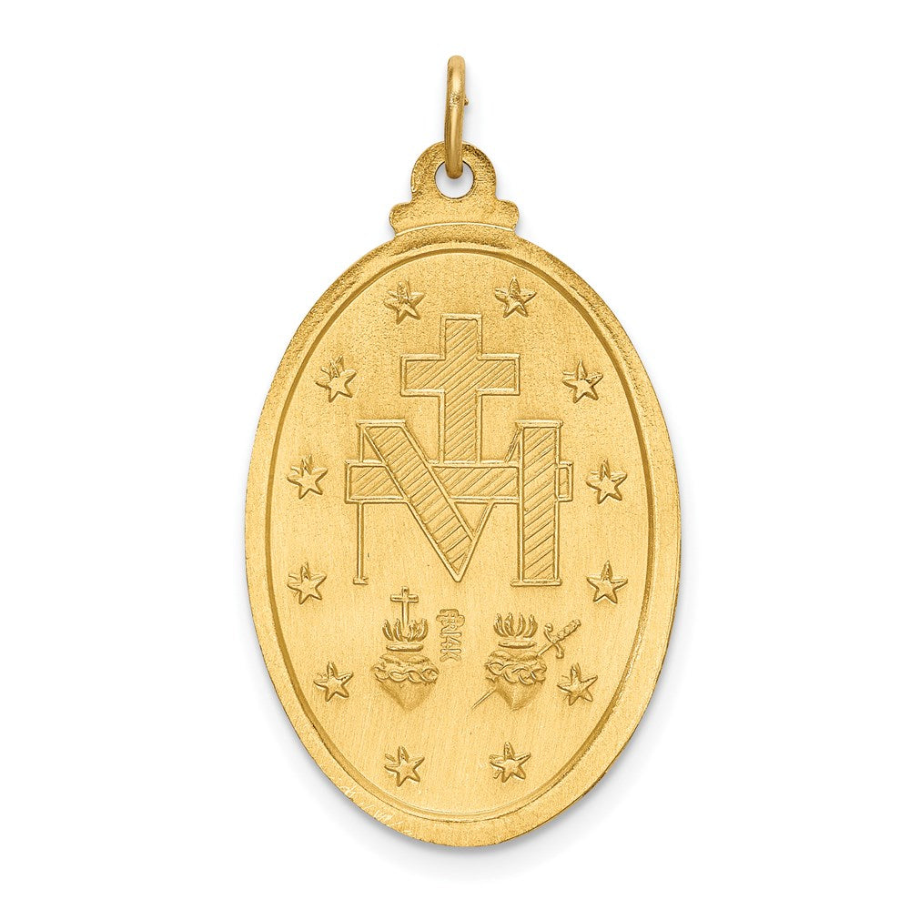 14k Solid Polished/Satin Medium Oval Virgin Mary Medal