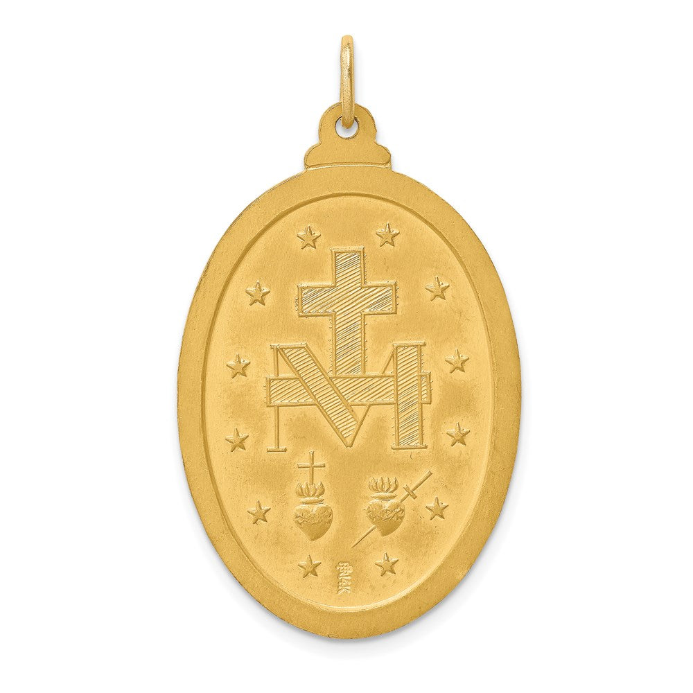 14k Solid Polished/Satin Large Oval Virgin Mary Medal