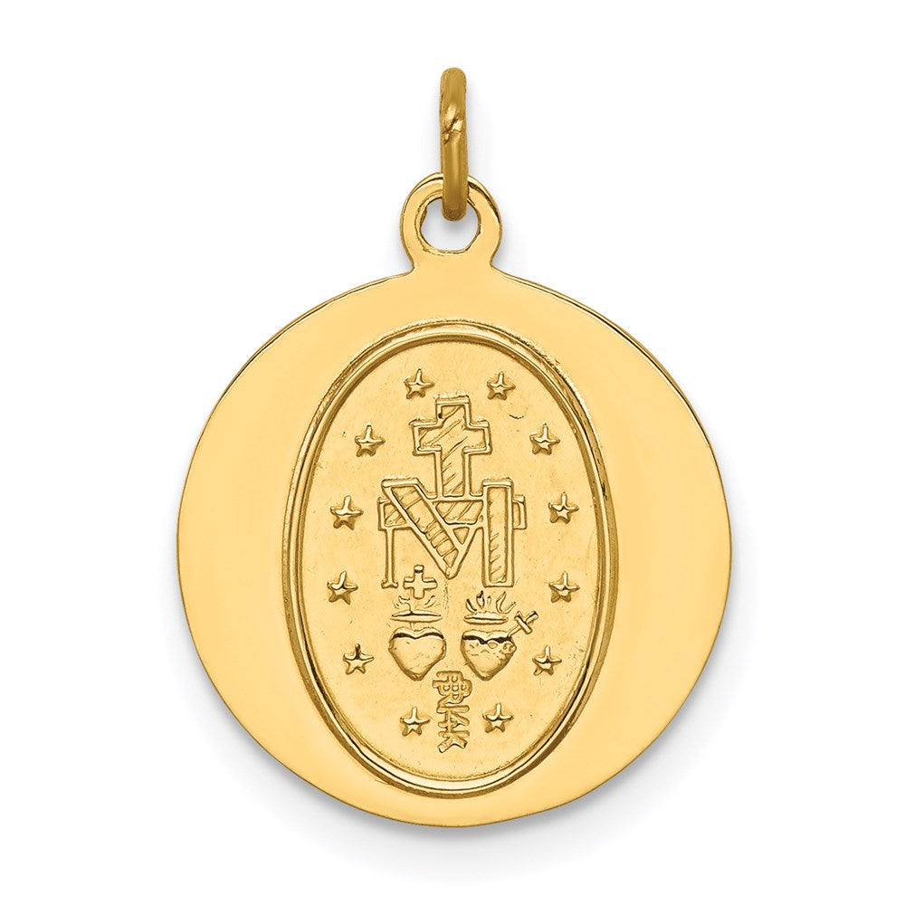 14k Solid Polished/Satin Round Virgin Mary Medal