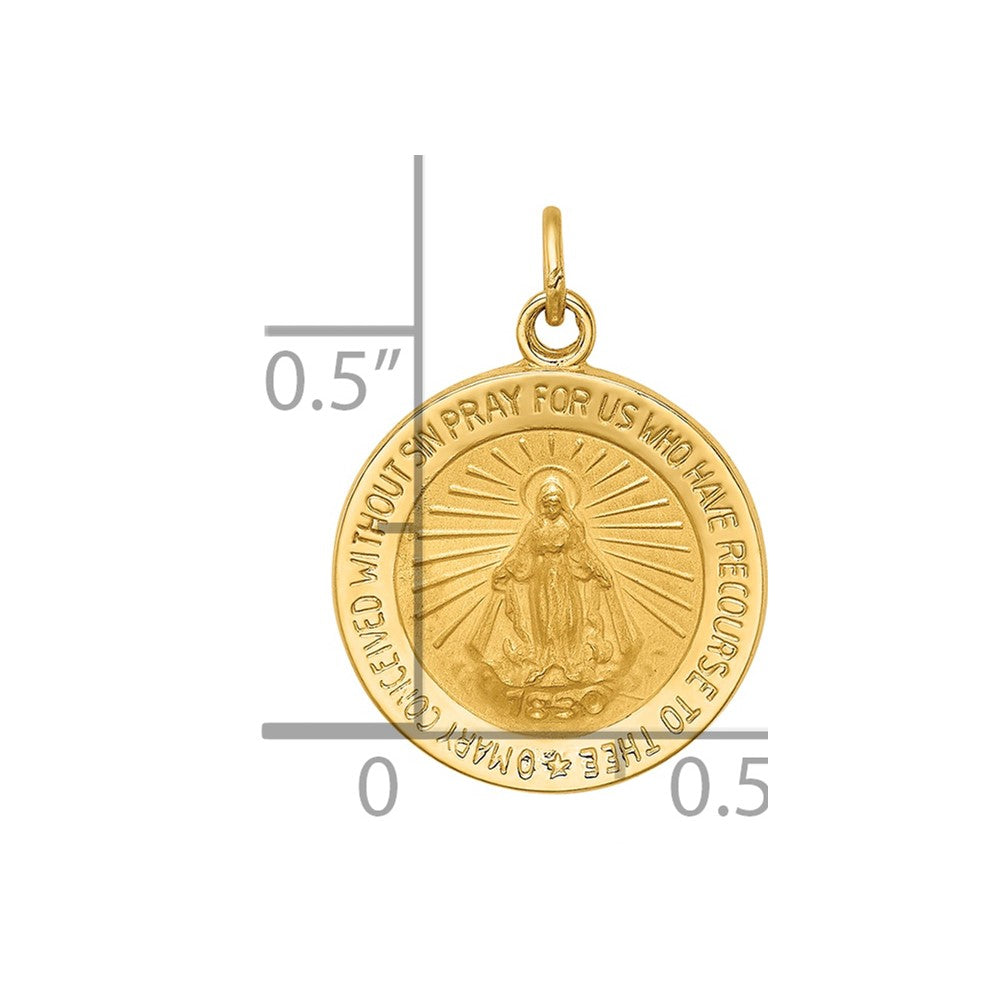 14k Solid Polished/Satin Round Virgin Mary Medal