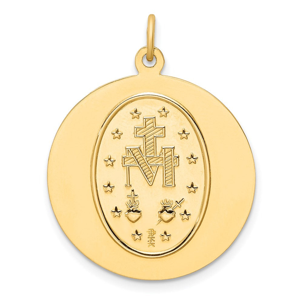 14k Solid Polished/Satin Round Virgin Mary Medal