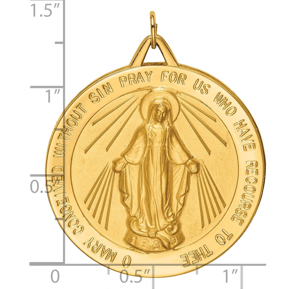 14k Solid Polished/Satin Large Round Virgin Mary Medal