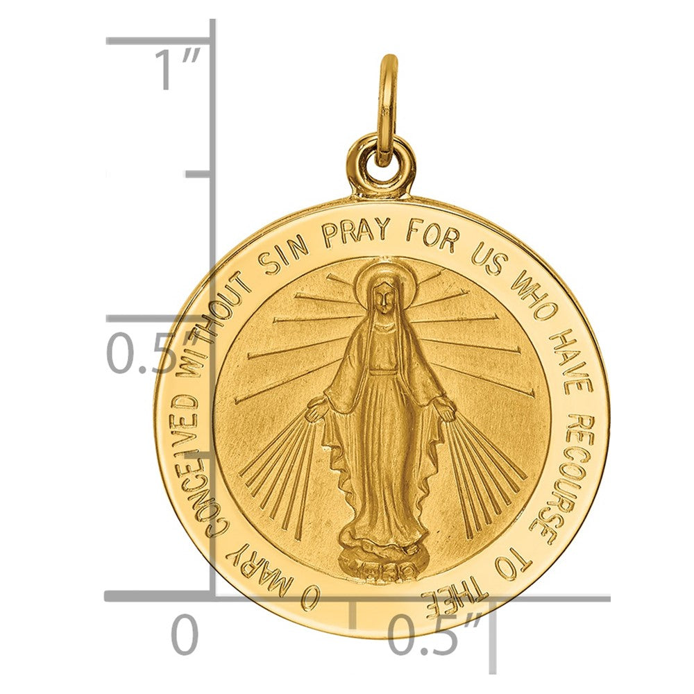 14k Solid Polished/Satin Large Round Virgin Mary Medal