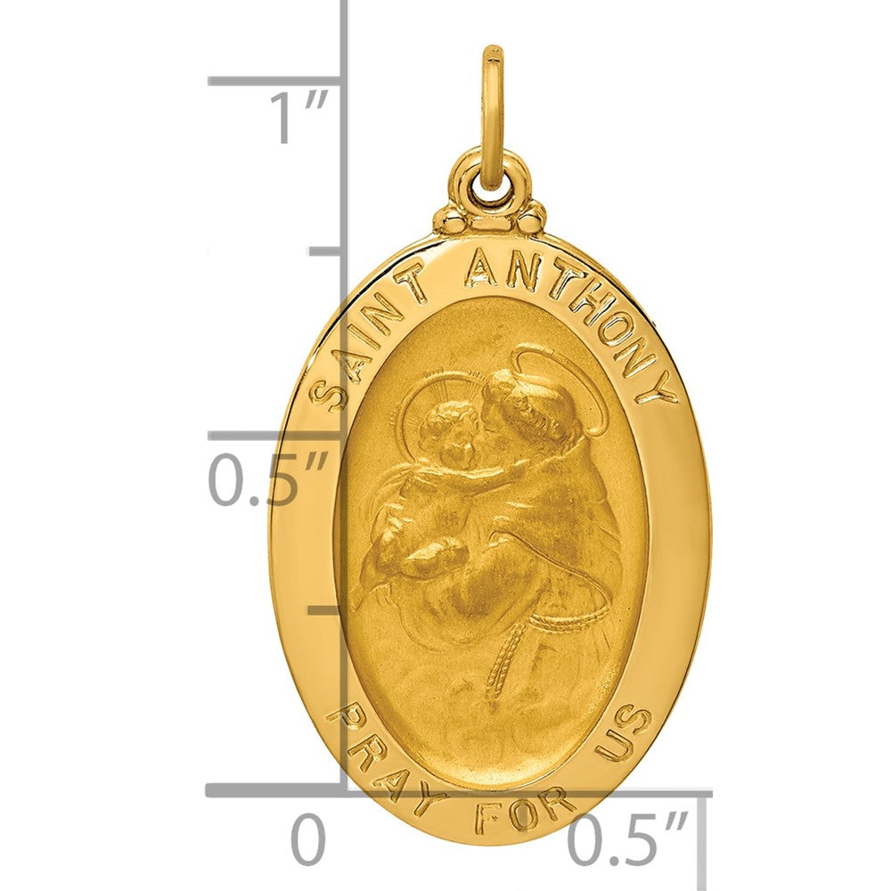 14k Solid Polished/Satin Oval St. Anthony Medal