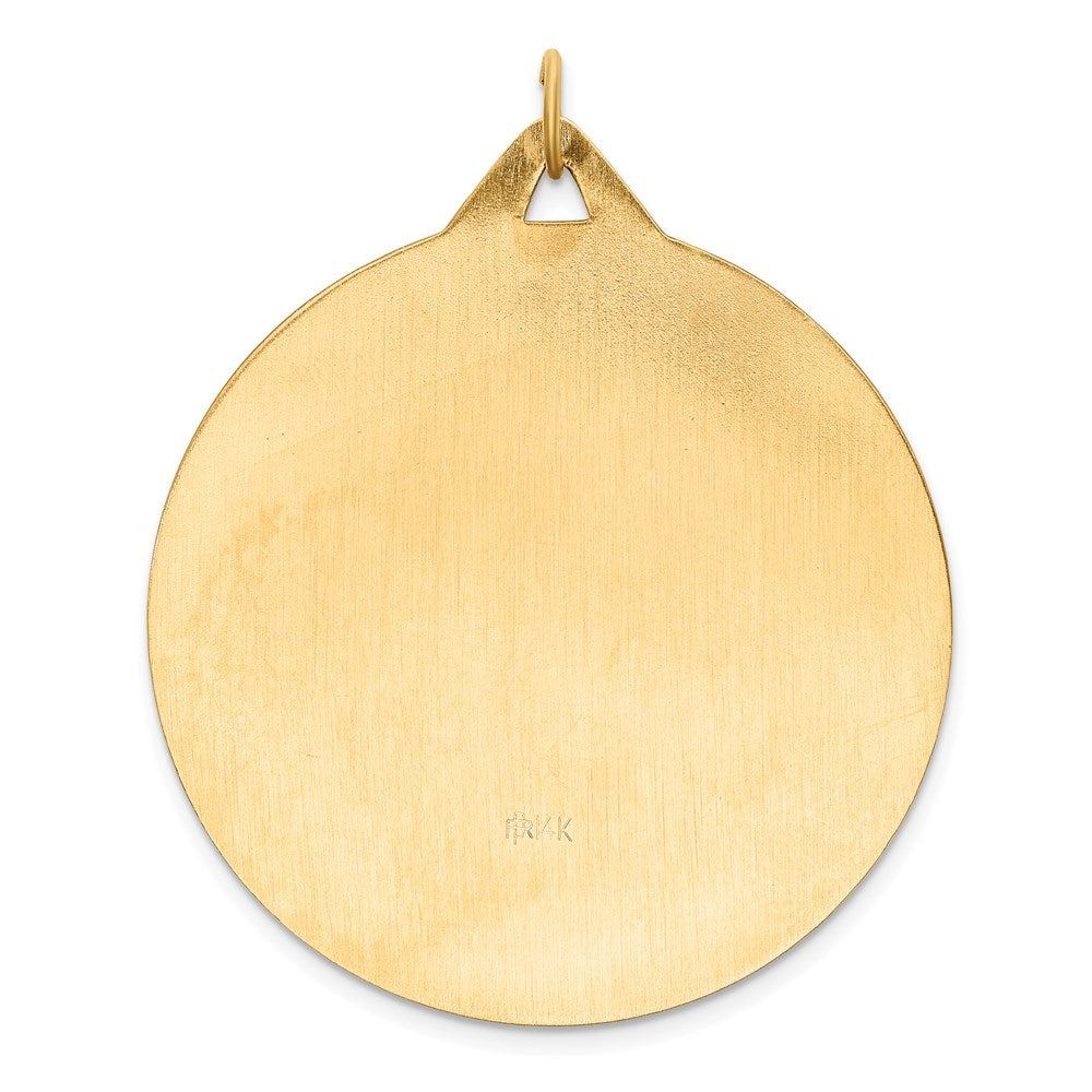 14k Solid Polished/Satin Extra Large Round St. Christopher Medal