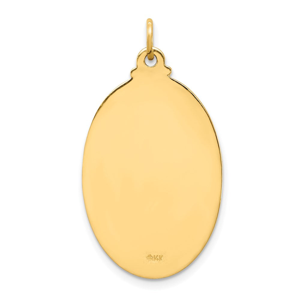 14k Solid Polished/Satin Medium Oval St. Christopher Medal