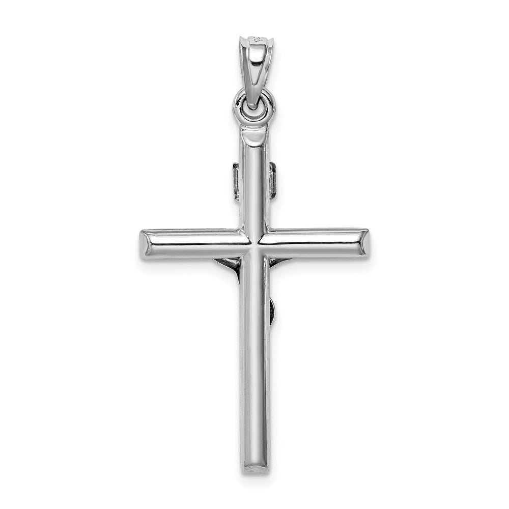 14k White Gold Hollow Crucifix Pendant