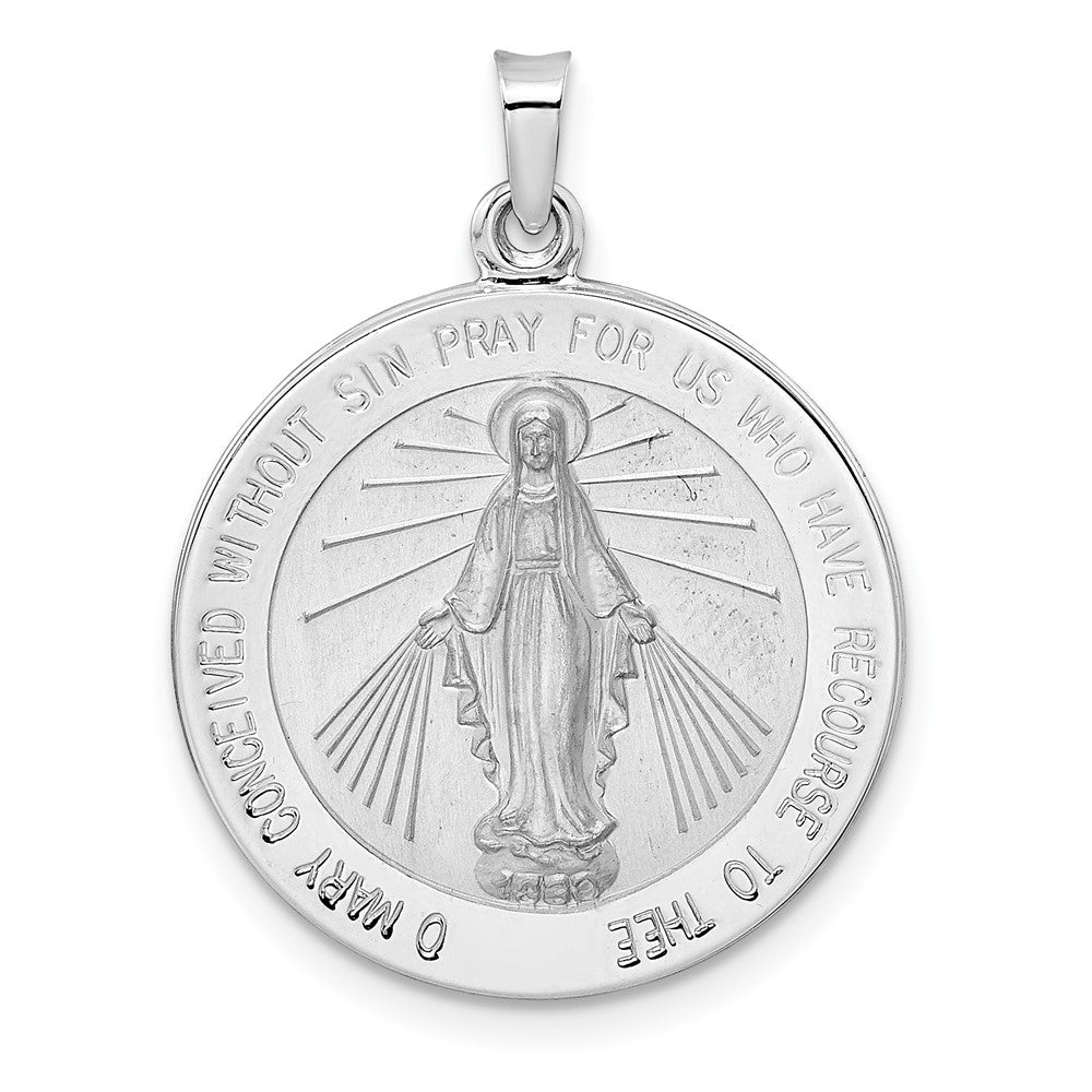 14k White Gold Polished Virgin Mary Solid Medal Pendant