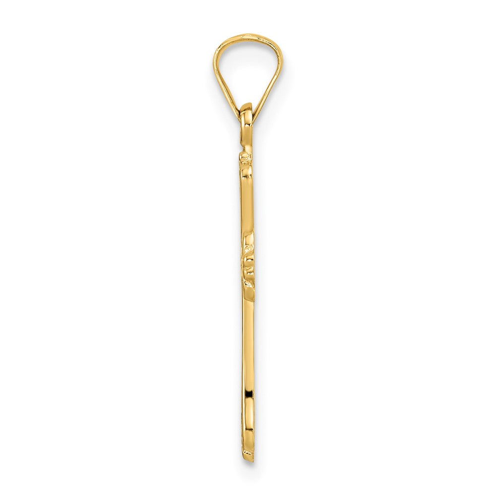 14k Polished Solid Fancy Design Cross Pendant