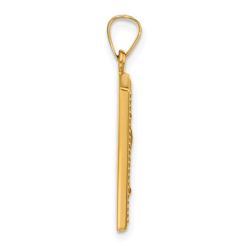 14K Rectangular Hollow Our of Guadalupe Medal