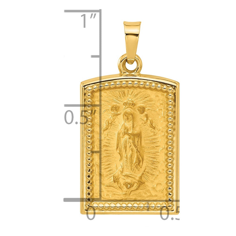 14K Rectangular Hollow Our of Guadalupe Medal