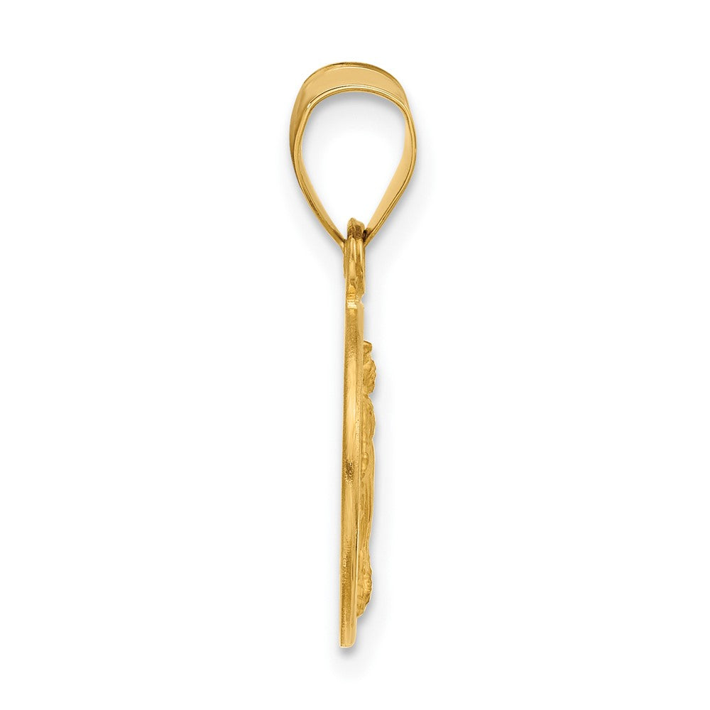 14k Polished and Satin Solid Virgin Mary Mary Plain Back Medal