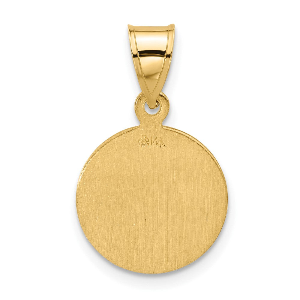 14k Polished and Satin Solid Virgin Mary Mary Plain Back Medal