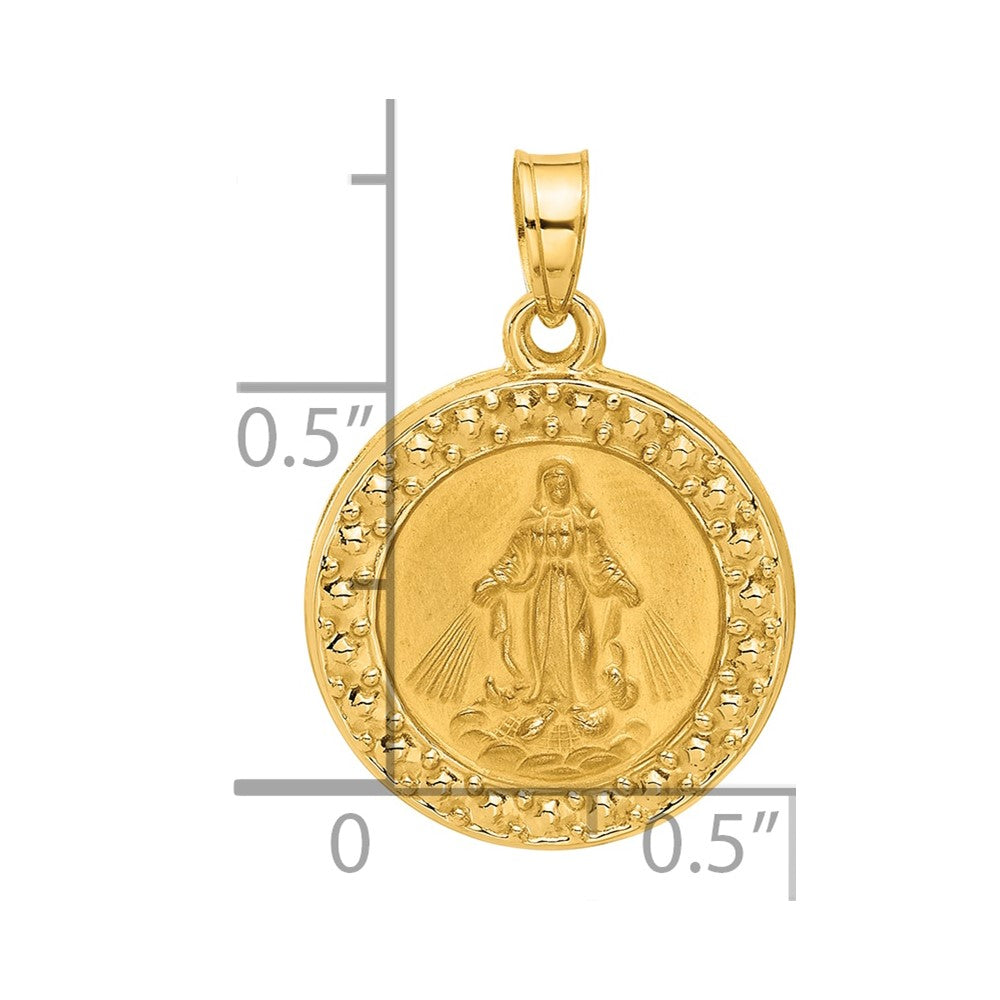 14K Hollow Virgin Mary Mary Plain Back Medal