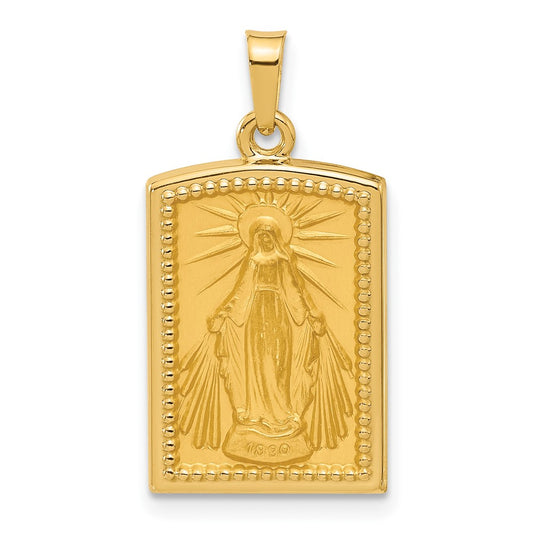 14K Rectangular Hollow Virgin Mary Medal