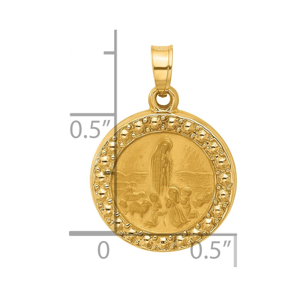 14k Satin and Polished St Anthony Medal Circle Pendant