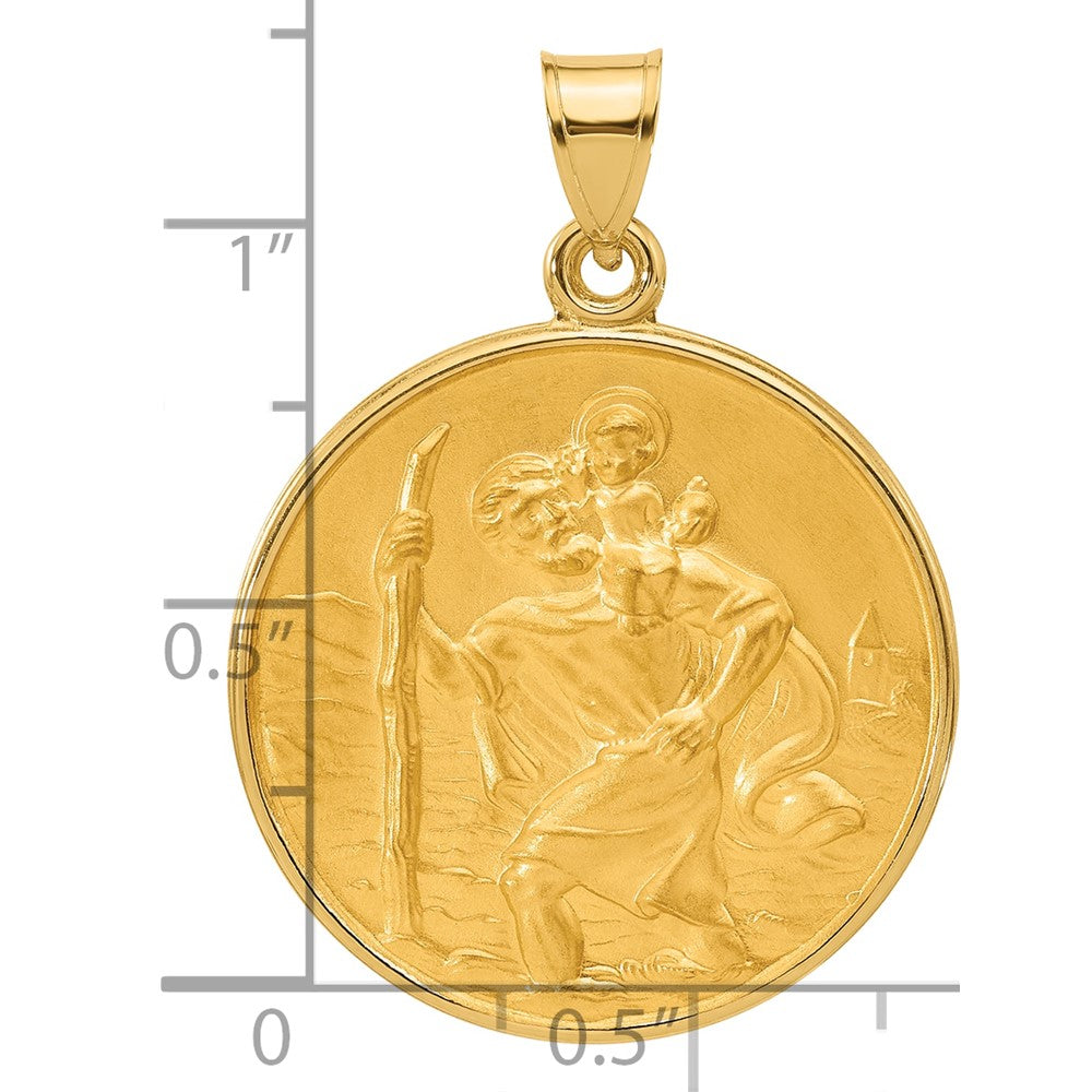 14k Polished and Satin Solid St. Christopher Medal