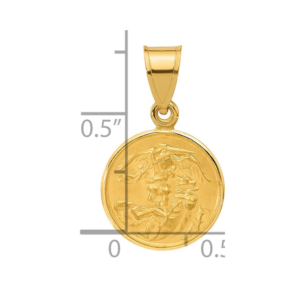 14k Polished and Satin Solid St. Michael Medal