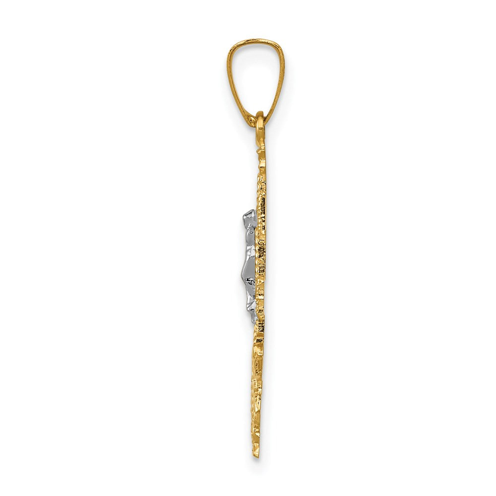 14k Two-tone Cara Vaca Crucifix Pendant