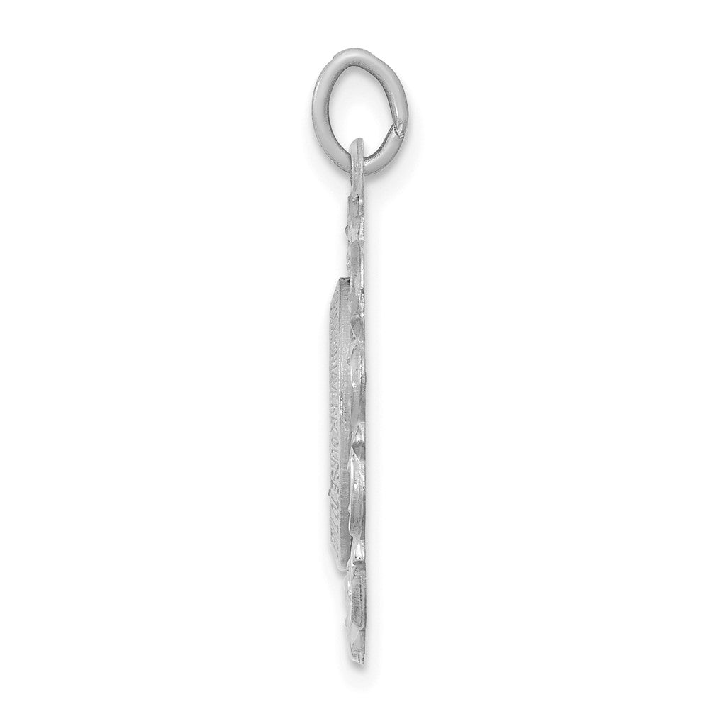 14k White Gold Virgin Mary Medal Solid Charm