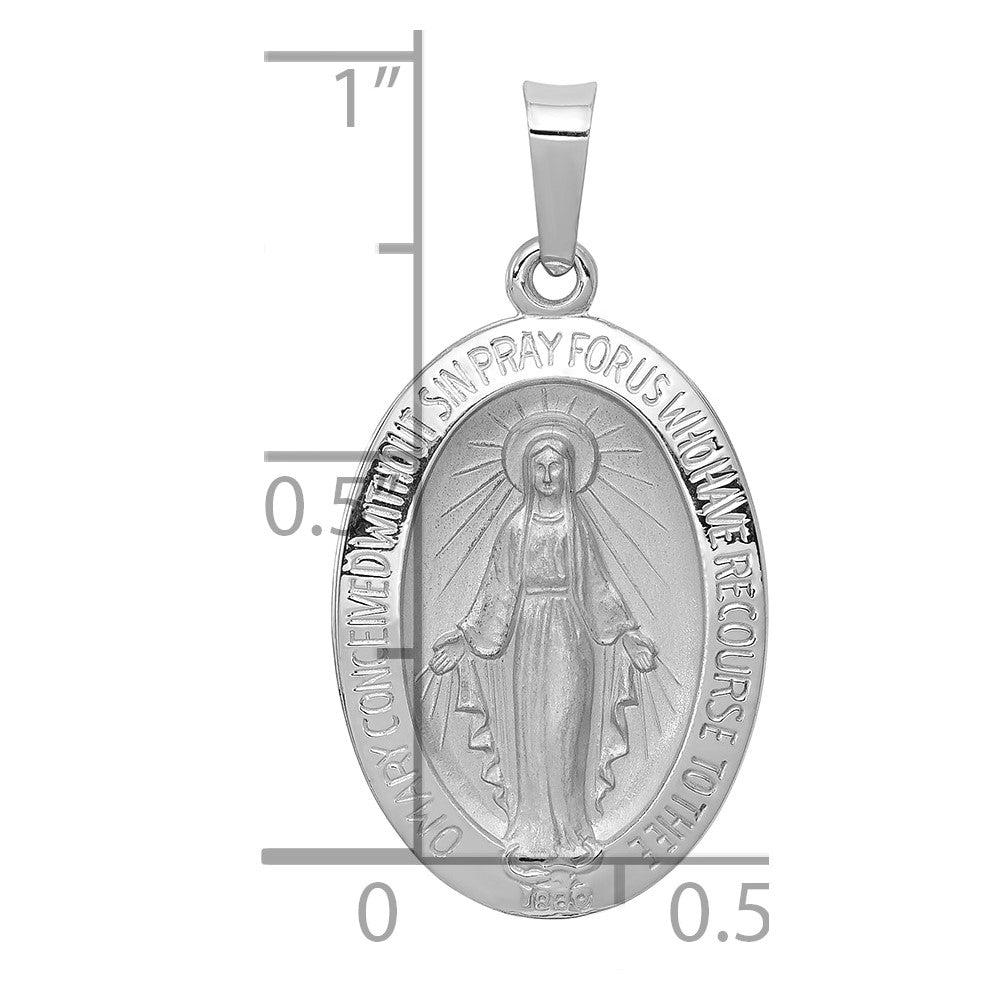 14k White Gold Virgin Mary Medal