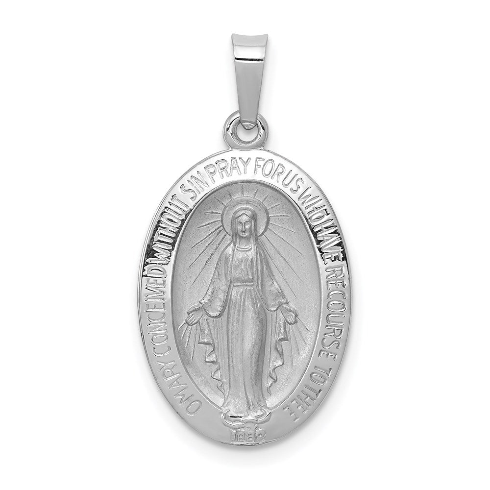 14k White Gold Virgin Mary Medal