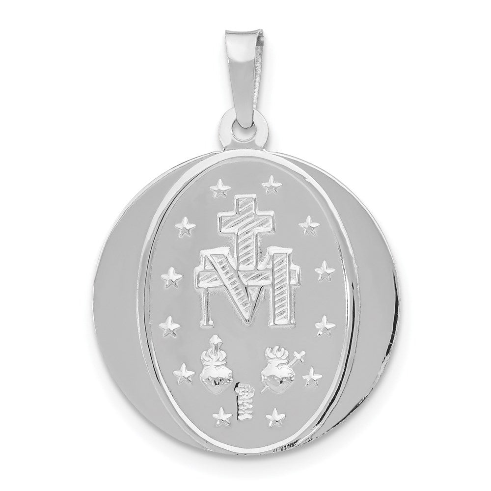 14k White Gold Virgin Mary Medal