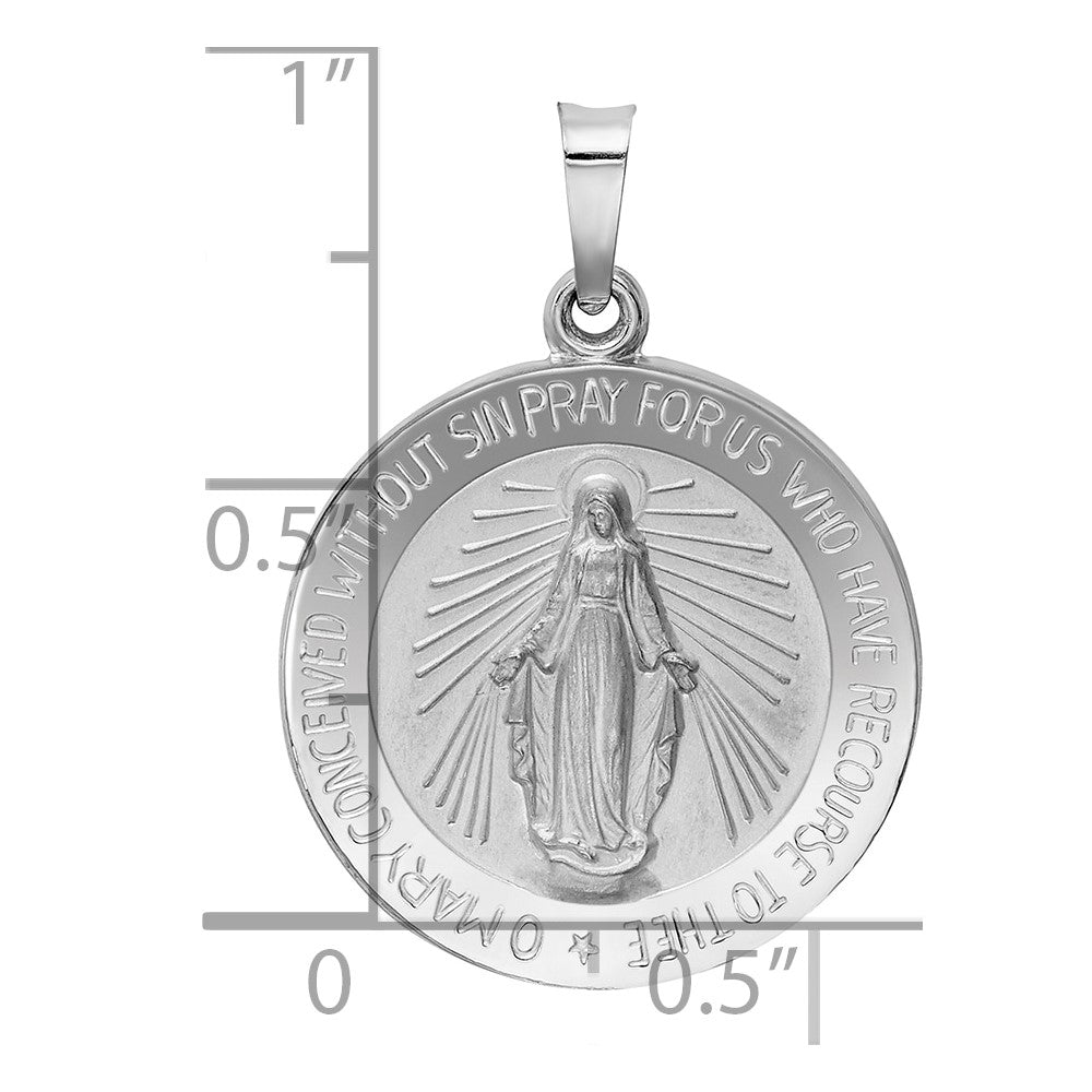 14k White Gold Virgin Mary Medal