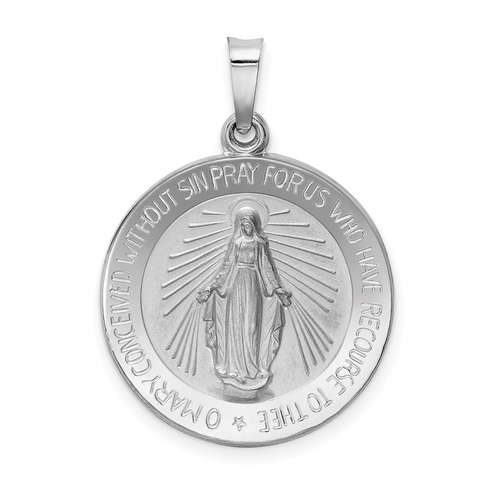 14k White Gold Virgin Mary Medal