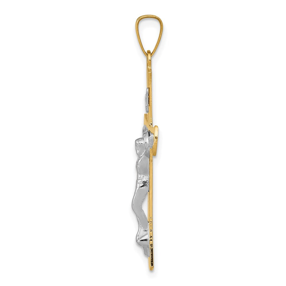14k Two-tone INRI Crucifix Pendant