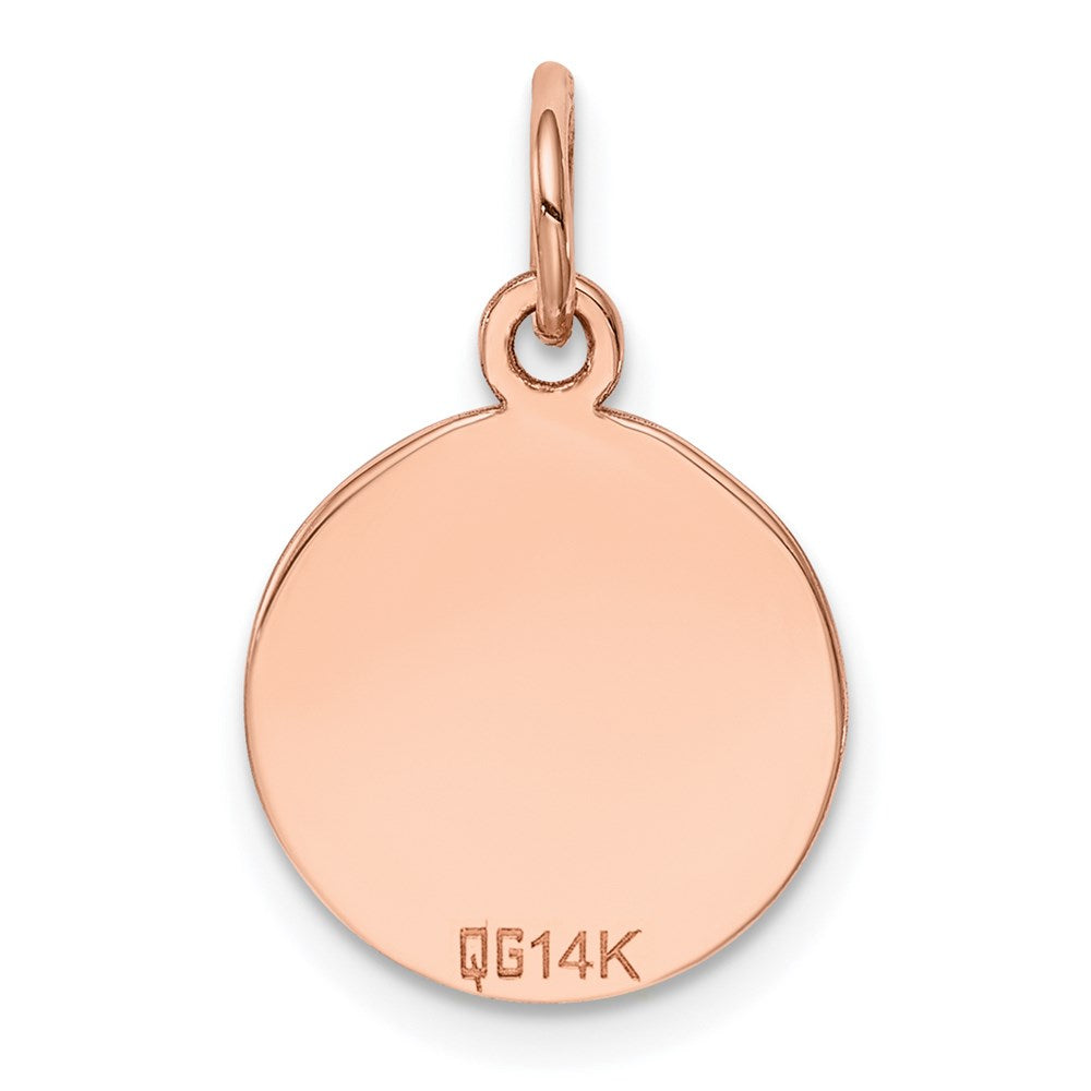 14k Rose Gold Plain .011 Gauge Circular Engraveable Disc Charm