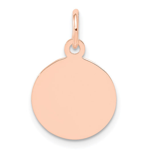14k Rose Gold Plain .018 Gauge Circular Engraveable Disc Charm