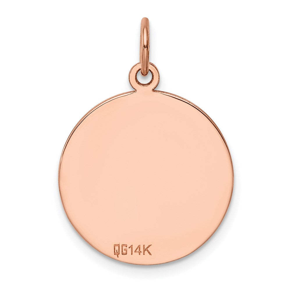 14k Rose Gold Plain .027 Gauge Circular Engraveable Disc Charm