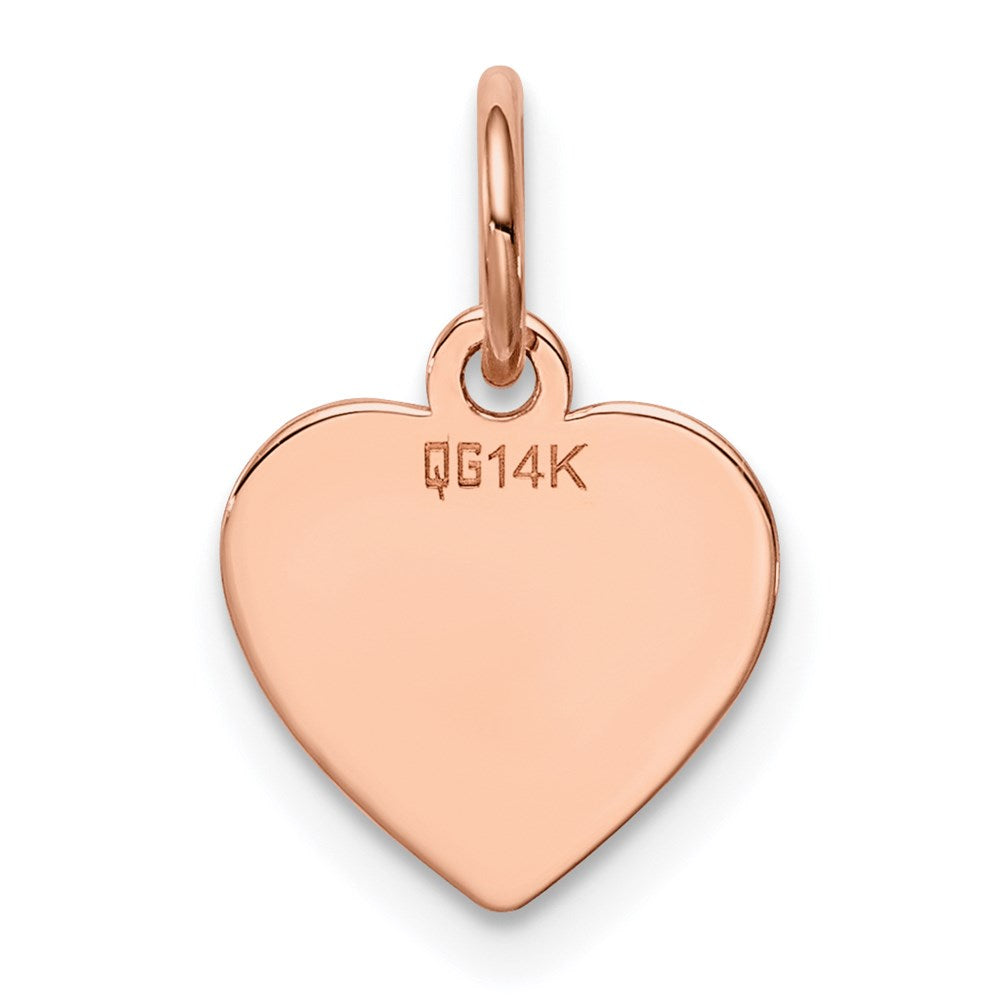 14k Rose Gold Plain .013 Gauge Engraveable Heart Disc Charm