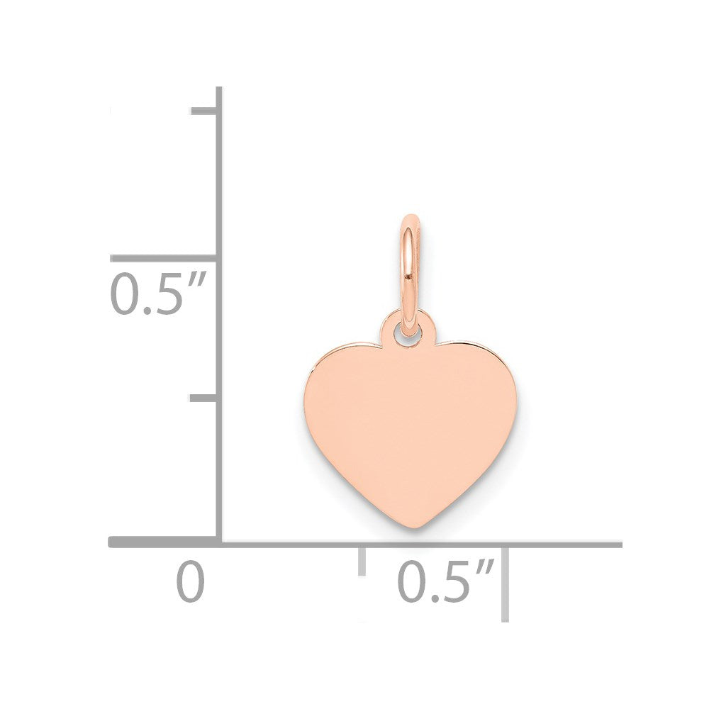 14k Rose Gold Plain .013 Gauge Engraveable Heart Disc Charm