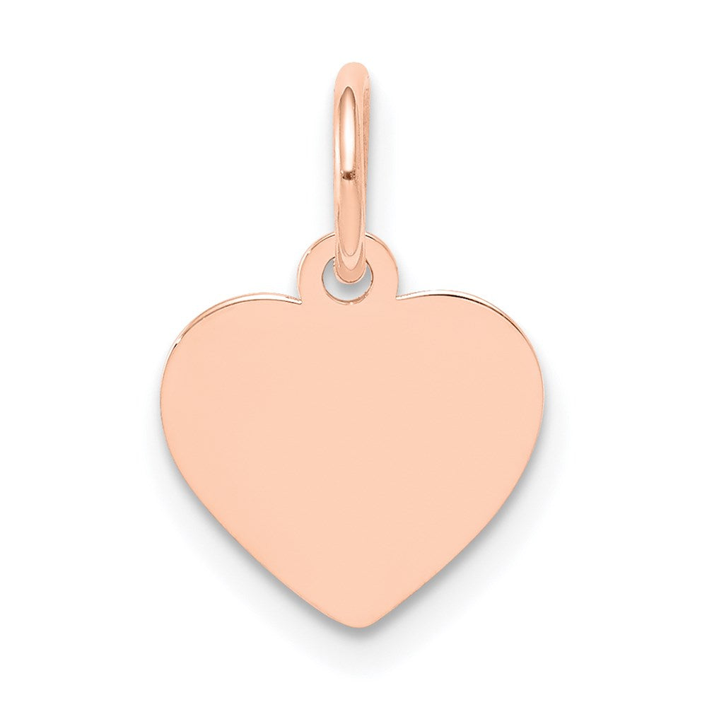 14k Rose Gold Plain .013 Gauge Engraveable Heart Disc Charm