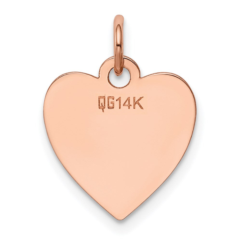 14k Rose Gold Plain .018 Gauge Engraveable Heart Disc Charm