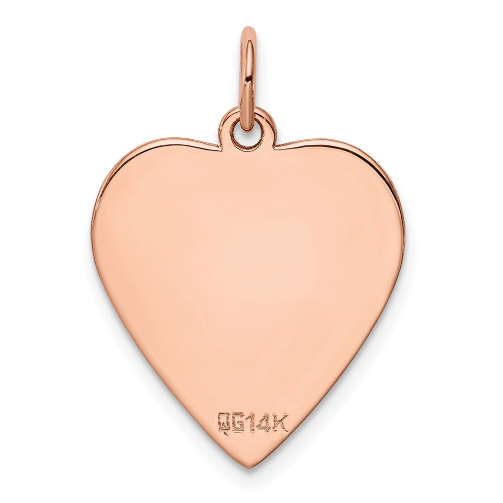 14k Rose Gold Plain .013 Gauge Engraveable Heart Disc Charm