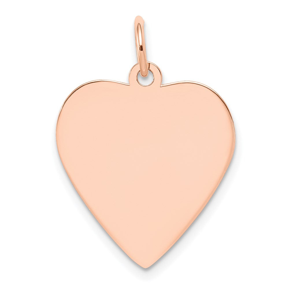 14k Rose Gold Plain .013 Gauge Engraveable Heart Disc Charm