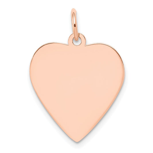 14k Rose Gold Plain .027 Gauge Engraveable Heart Disc Charm