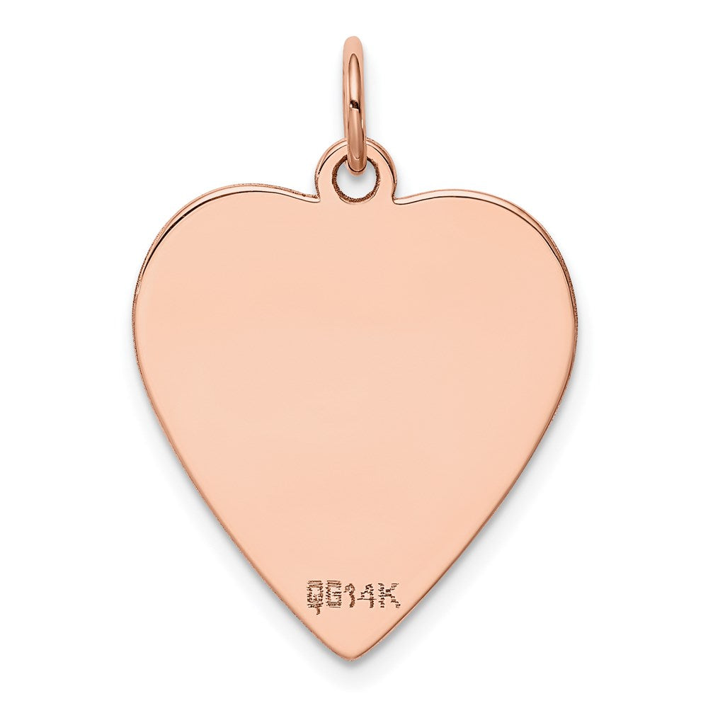 14k Rose Gold Plain .018 Gauge Engraveable Heart Disc Charm